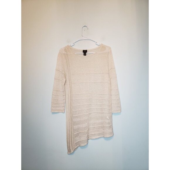 Chico's Tops - Travelers Chicos 1 Women 8 Knit Top Semi Sheer Metallic Asymmetrical Pullover